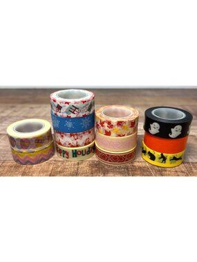 12-Roll Holiday-Themed Washi Tape Set DIY Projects & Scrapbooking